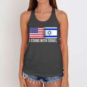 I Stand With Israel Usa Israeli Flag Jewish Women's Knotted Racerback Tank