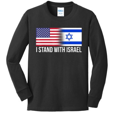 I Stand With Israel Usa Israeli Flag Jewish Kids Long Sleeve Shirt