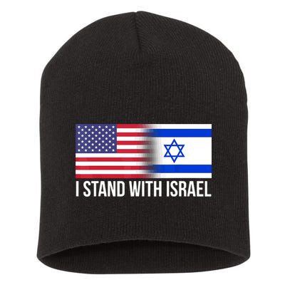 I Stand With Israel Usa Israeli Flag Jewish Short Acrylic Beanie