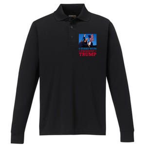 I Stand With President Trump After The Shooting At His Rally Performance Long Sleeve Polo