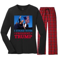 I Stand With President Trump After The Shooting At His Rally Women's Long Sleeve Flannel Pajama Set 