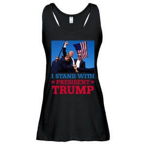 I Stand With President Trump After The Shooting At His Rally Ladies Essential Flowy Tank