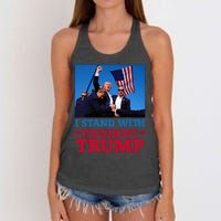 I Stand With President Trump After The Shooting At His Rally Women's Knotted Racerback Tank