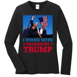 I Stand With President Trump After The Shooting At His Rally Ladies Long Sleeve Shirt