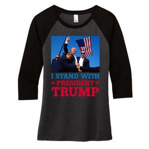 I Stand With President Trump After The Shooting At His Rally Women's Tri-Blend 3/4-Sleeve Raglan Shirt