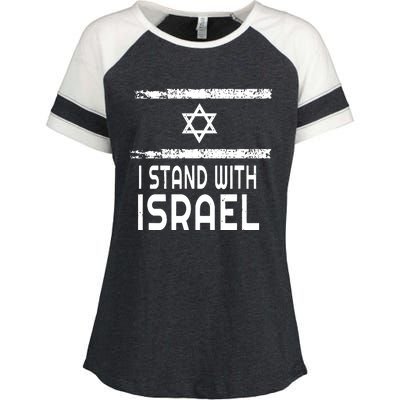 I Stand With Israel Enza Ladies Jersey Colorblock Tee