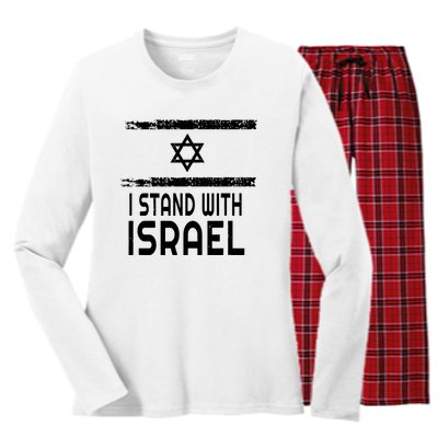 I Stand With Israel Women's Long Sleeve Flannel Pajama Set 