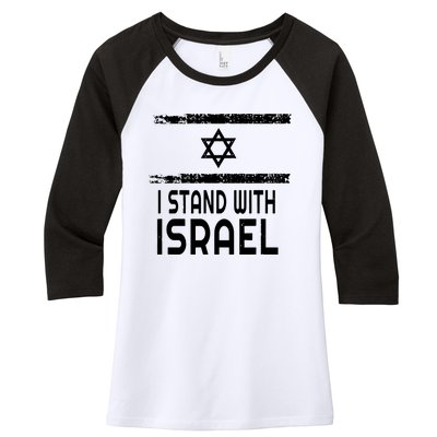 I Stand With Israel Women's Tri-Blend 3/4-Sleeve Raglan Shirt