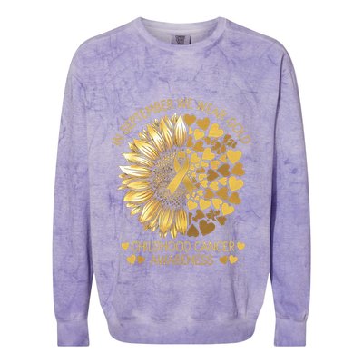 In September We Wear Gold Childhood Cancer Awareness Colorblast Crewneck Sweatshirt