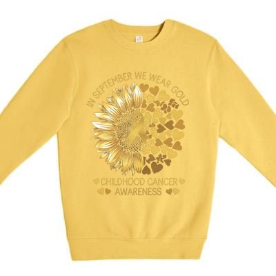 In September We Wear Gold Childhood Cancer Awareness Premium Crewneck Sweatshirt