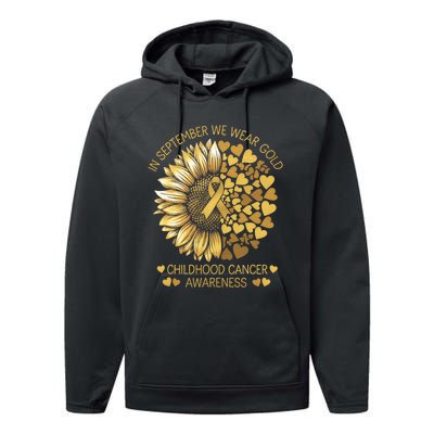 In September We Wear Gold Childhood Cancer Awareness Performance Fleece Hoodie