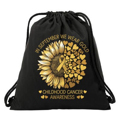 In September We Wear Gold Childhood Cancer Awareness Drawstring Bag