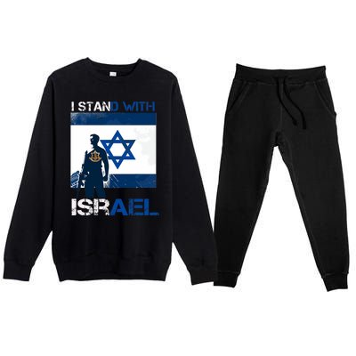 I Stand With Israel Support Israel Love Israeli Idf Premium Crewneck Sweatsuit Set