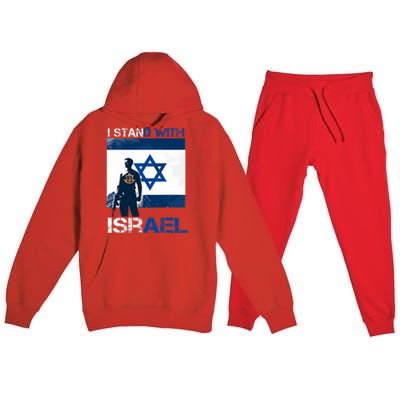 I Stand With Israel Support Israel Love Israeli Idf Premium Hooded Sweatsuit Set