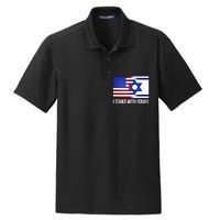 I Stand With Israel Patriotic T shirt USA and Israel Flag Dry Zone Grid Polo