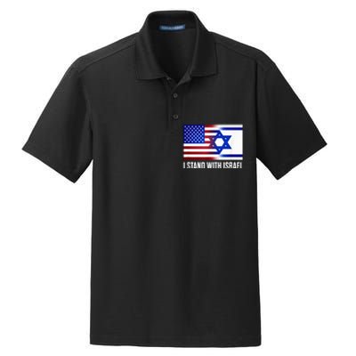 I Stand With Israel Patriotic T shirt USA and Israel Flag Dry Zone Grid Polo