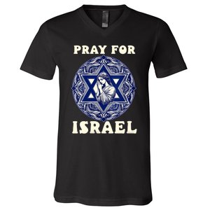 I Stand With Israel Support Israel Strong Pray For Israel Free V-Neck T-Shirt