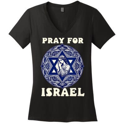 I Stand With Israel Support Israel Strong Pray For Israel Free Women's V-Neck T-Shirt