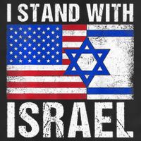 I Stand With Israel Patriotic T shirt USA and Israel Flag 7 Panel Mesh Trucker Snapback Hat