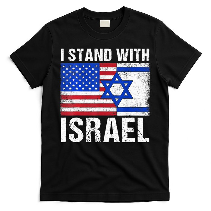 I Stand With Israel Patriotic T shirt USA and Israel Flag T-Shirt