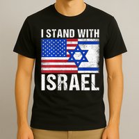 I Stand With Israel Patriotic T shirt USA and Israel Flag T-Shirt