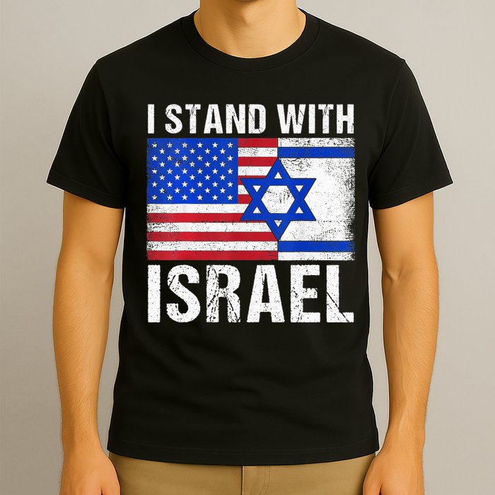 I Stand With Israel Patriotic T shirt USA and Israel Flag T-Shirt