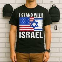I Stand With Israel Patriotic T shirt USA and Israel Flag T-Shirt