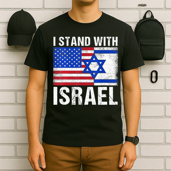I Stand With Israel Patriotic T shirt USA and Israel Flag T-Shirt