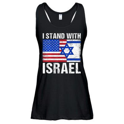 I Stand With Israel Patriotic T shirt USA and Israel Flag Ladies Essential Flowy Tank
