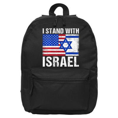 I Stand With Israel Patriotic T shirt USA and Israel Flag 16 in Basic Backpack