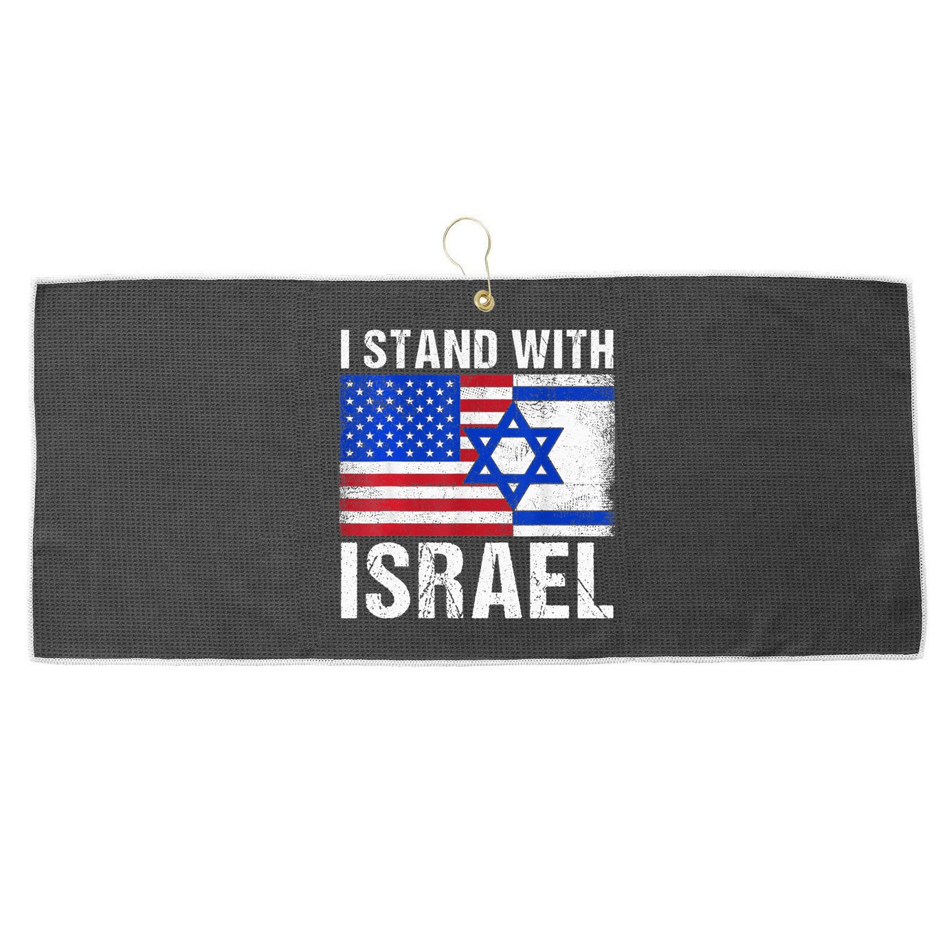 I Stand With Israel Patriotic T shirt USA and Israel Flag Large Microfiber Waffle Golf Towel