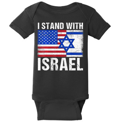 I Stand With Israel Patriotic T shirt USA and Israel Flag Baby Bodysuit