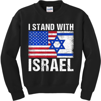 I Stand With Israel Patriotic T shirt USA and Israel Flag Kids Sweatshirt