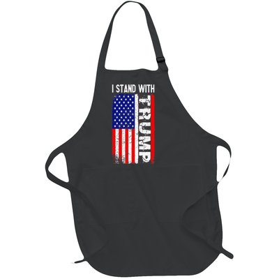 I Stand With President Trump Pro Trump Supporter Anti Biden Full-Length Apron With Pockets