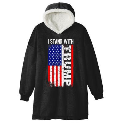 I Stand With President Trump Pro Trump Supporter Anti Biden Hooded Wearable Blanket