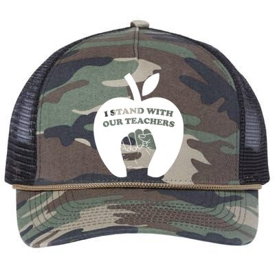 I Stand With Our Teachers & Stand Against Book Banning! Retro Rope Trucker Hat Cap