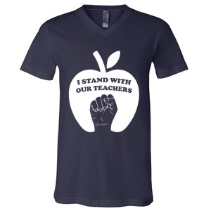 I Stand With Our Teachers & Stand Against Book Banning! V-Neck T-Shirt