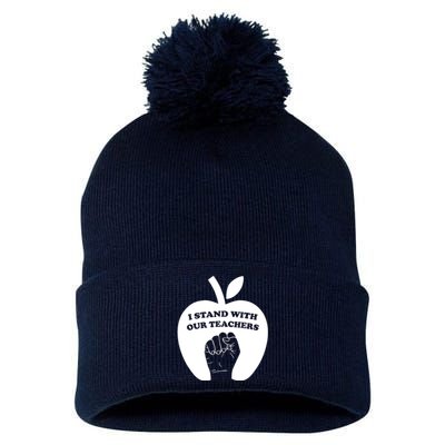 I Stand With Our Teachers & Stand Against Book Banning! Pom Pom 12in Knit Beanie