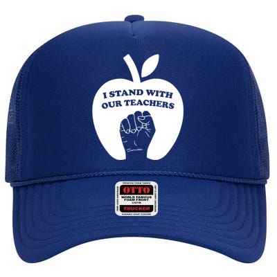 I Stand With Our Teachers & Stand Against Book Banning! High Crown Mesh Back Trucker Hat