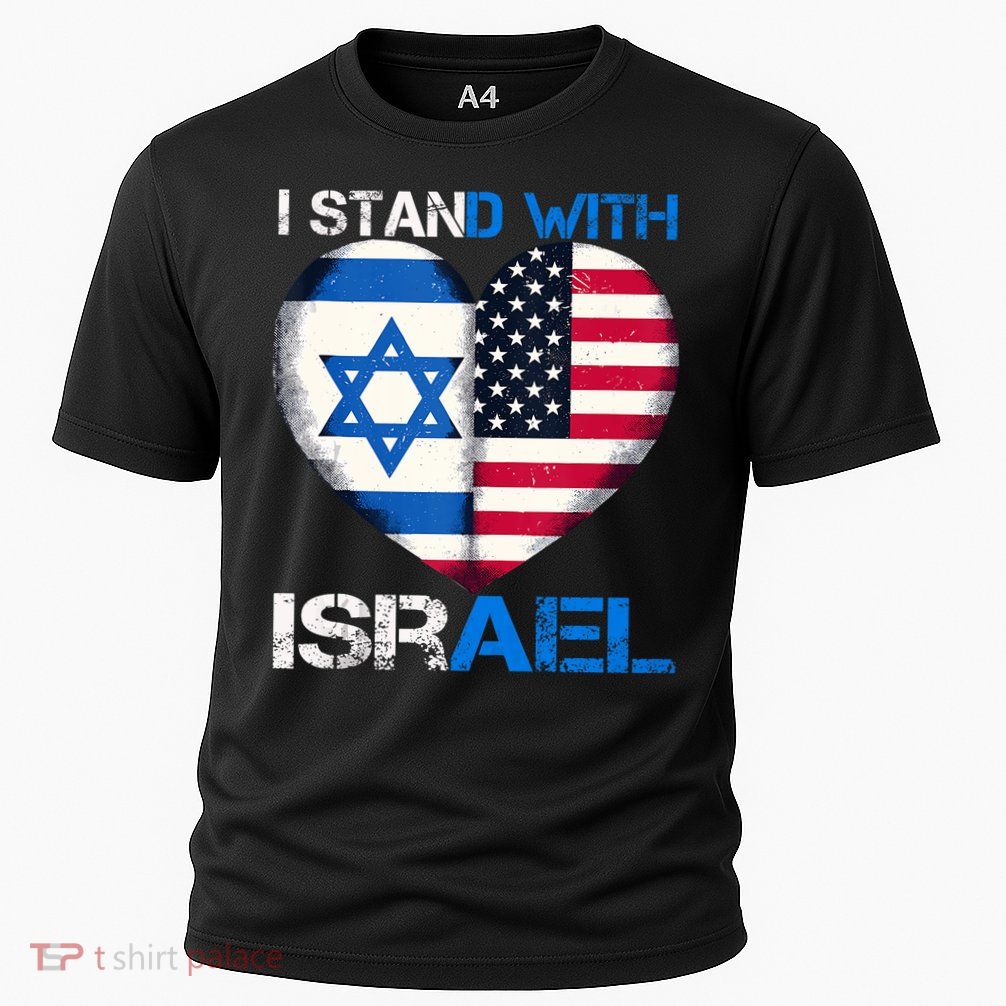 I Stand With Israel Us Support Love Israeli Brotherhood Flag Heart Performance Shirt