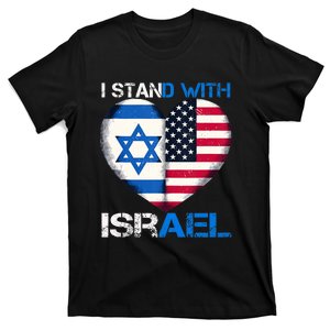 I Stand With Israel Us Support Love Israeli Brotherhood Flag Heart T-Shirt