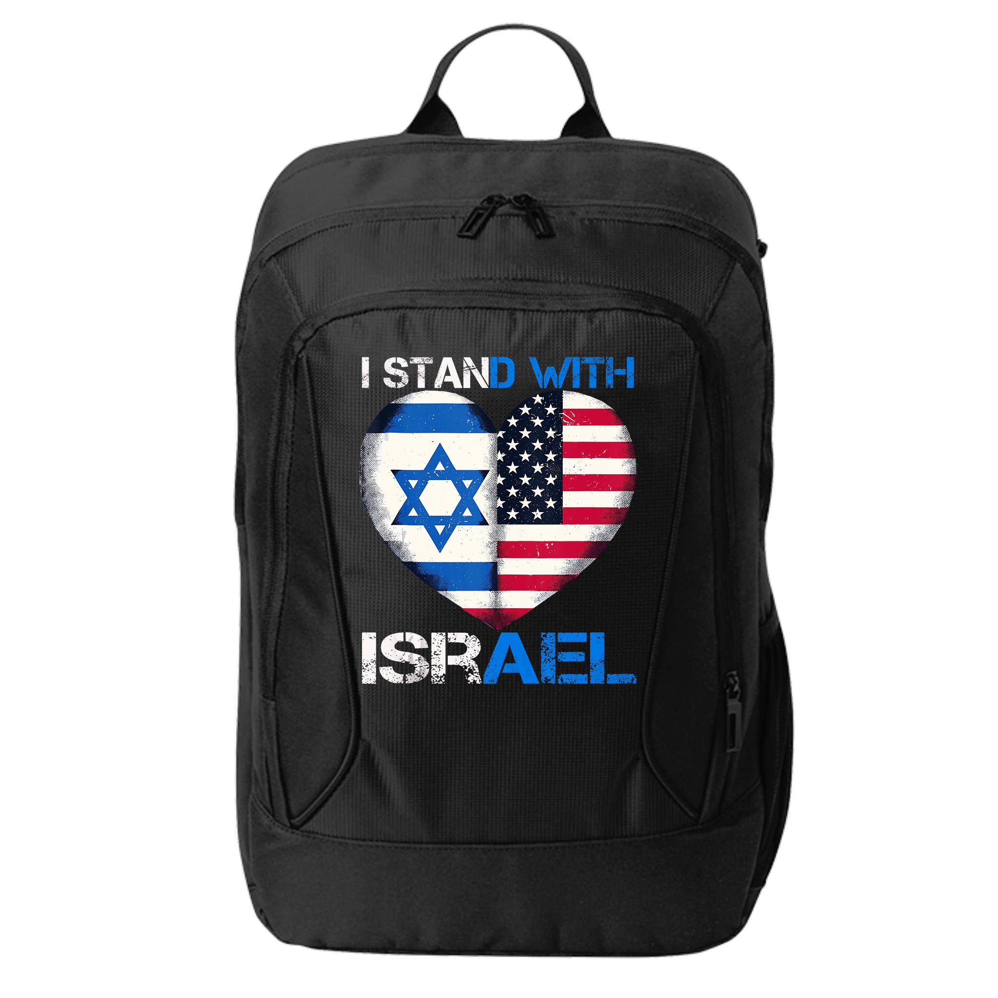 I Stand With Israel Us Support Love Israeli Brotherhood Flag Heart City Backpack
