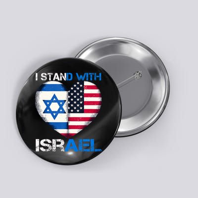 I Stand With Israel Us Support Love Israeli Brotherhood Flag Heart Button