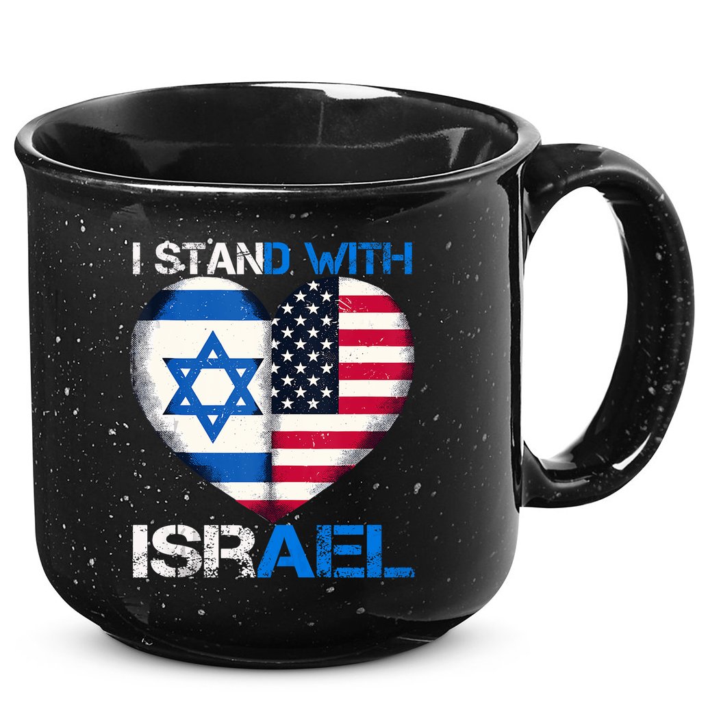 I Stand With Israel Us Support Love Israeli Brotherhood Flag Heart 15oz Campfire Ceramic Mug