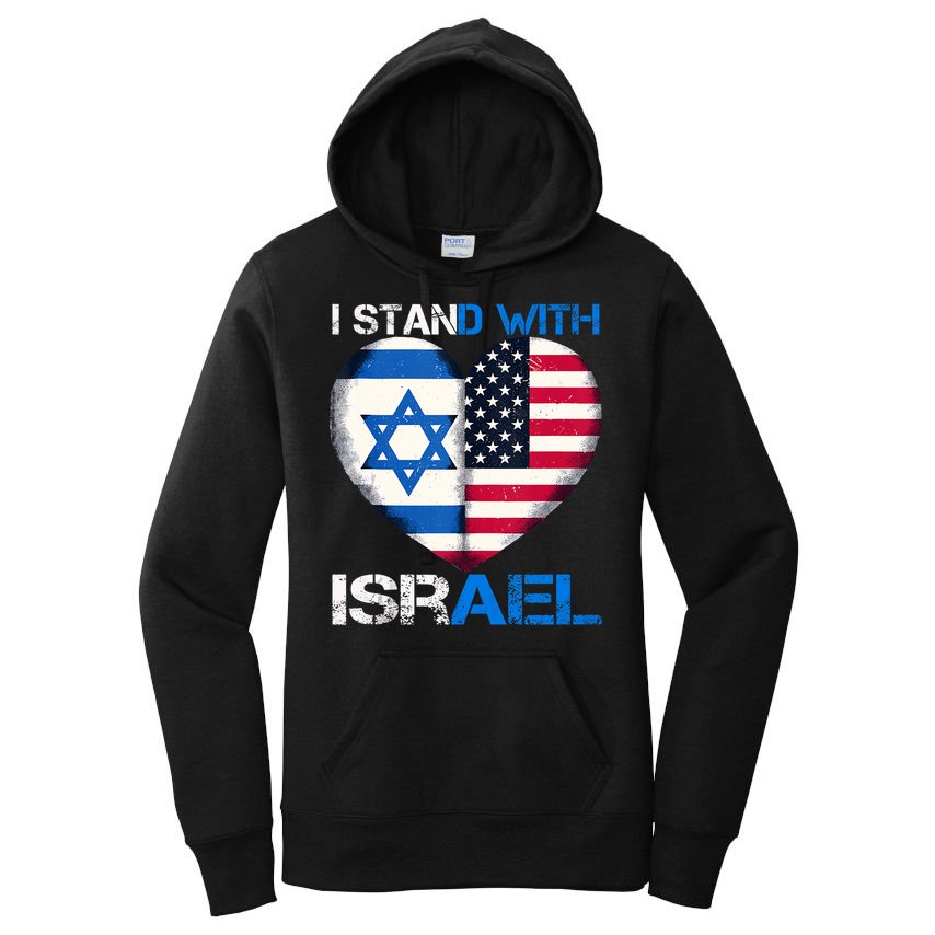 I Stand With Israel Us Support Love Israeli Brotherhood Flag Heart Women's Pullover Hoodie