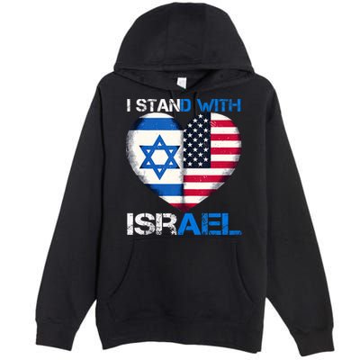 I Stand With Israel Us Support Love Israeli Brotherhood Flag Heart Premium Pullover Hoodie