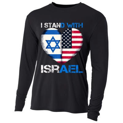 I Stand With Israel Us Support Love Israeli Brotherhood Flag Heart Cooling Performance Long Sleeve Crew