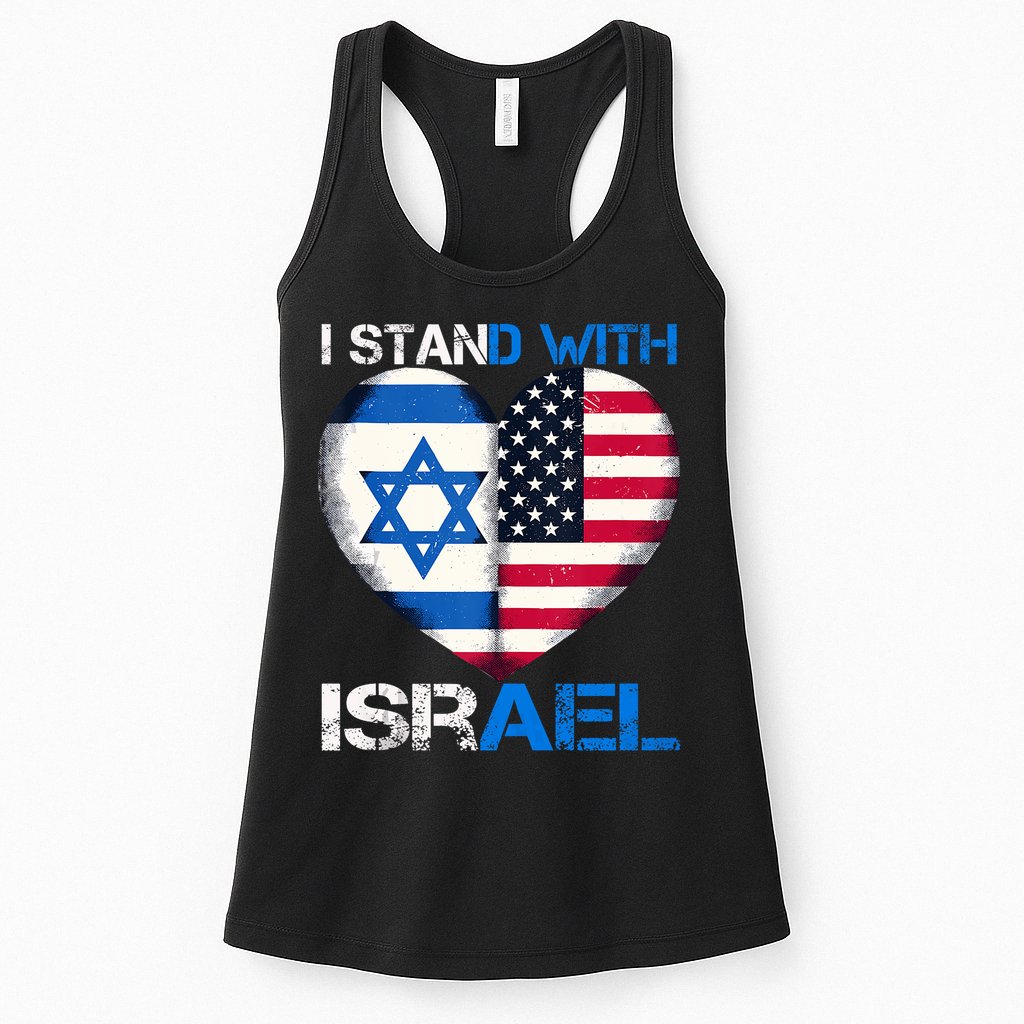 I Stand With Israel Us Support Love Israeli Brotherhood Flag Heart Womens Tank Top