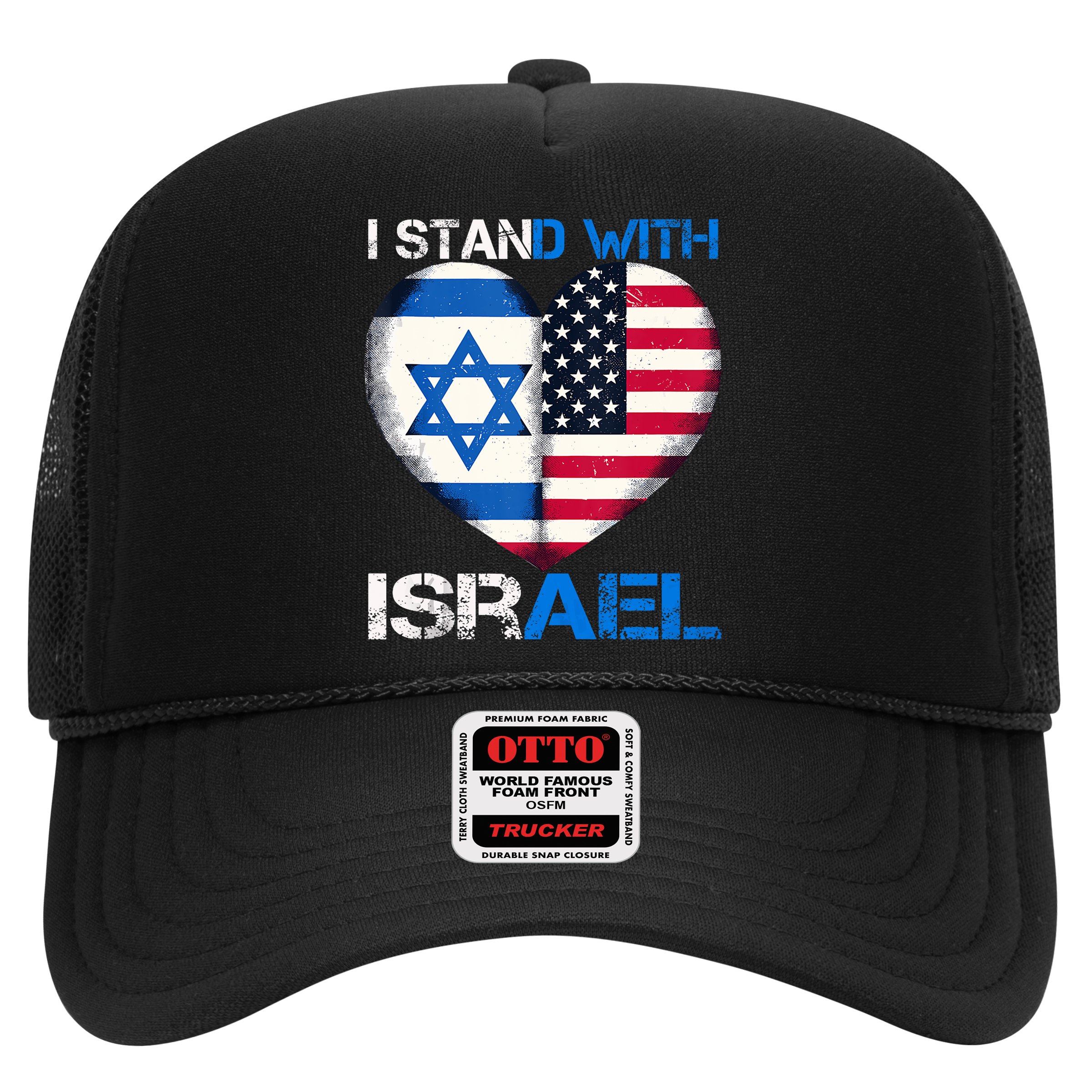 I Stand With Israel Us Support Love Israeli Brotherhood Flag Heart Hat