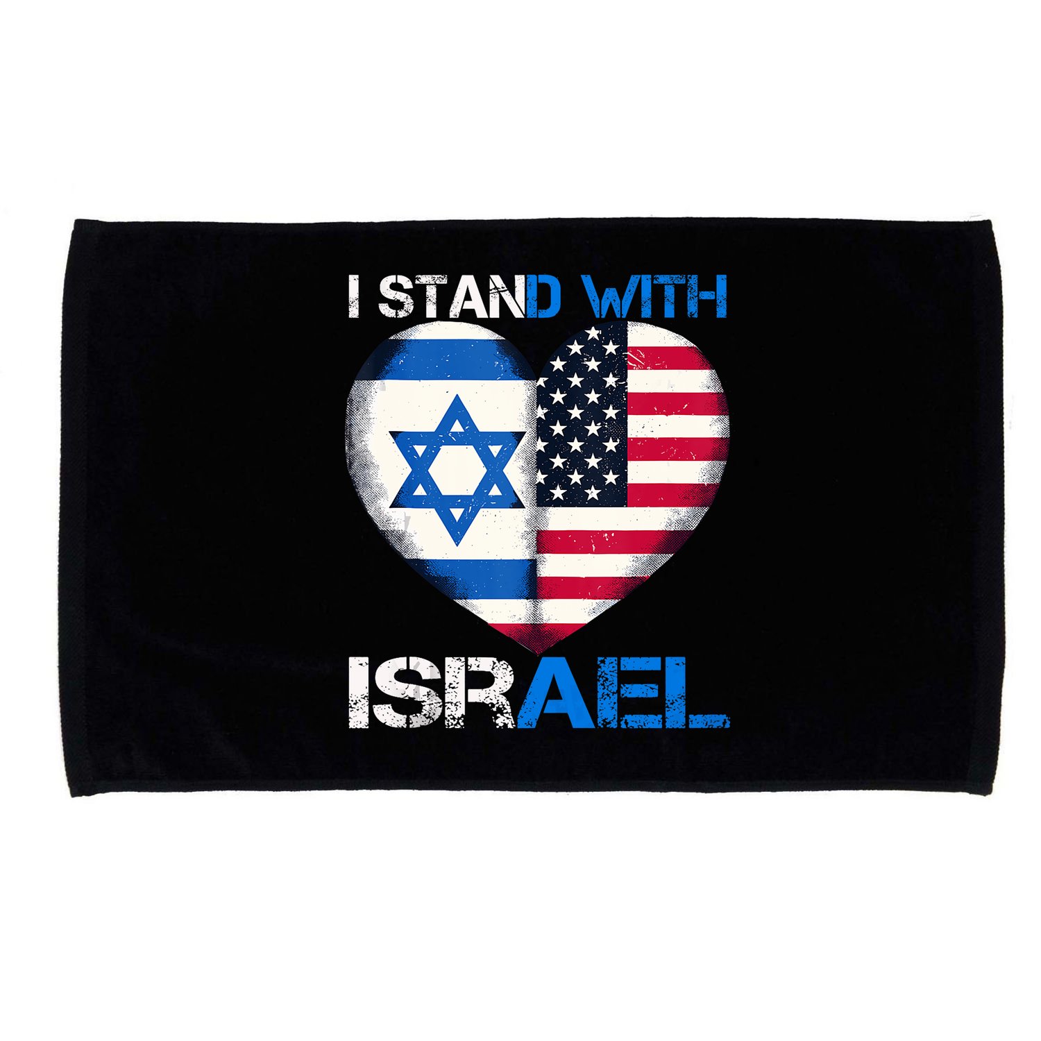 I Stand With Israel Us Support Love Israeli Brotherhood Flag Heart Microfiber Hand Towel